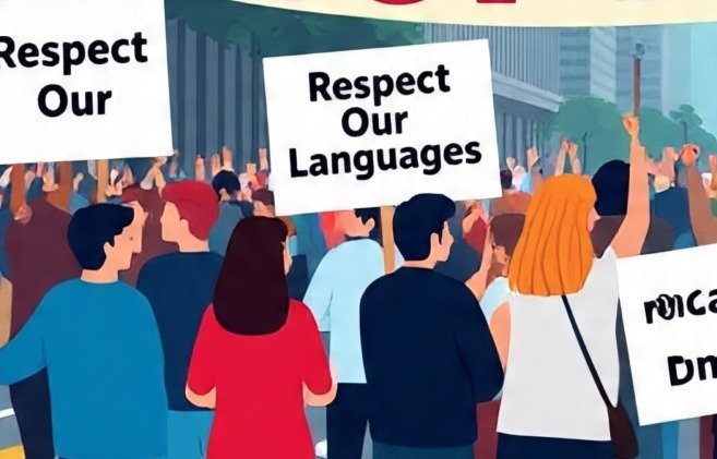Protest Agalist language- Hindi issue 2