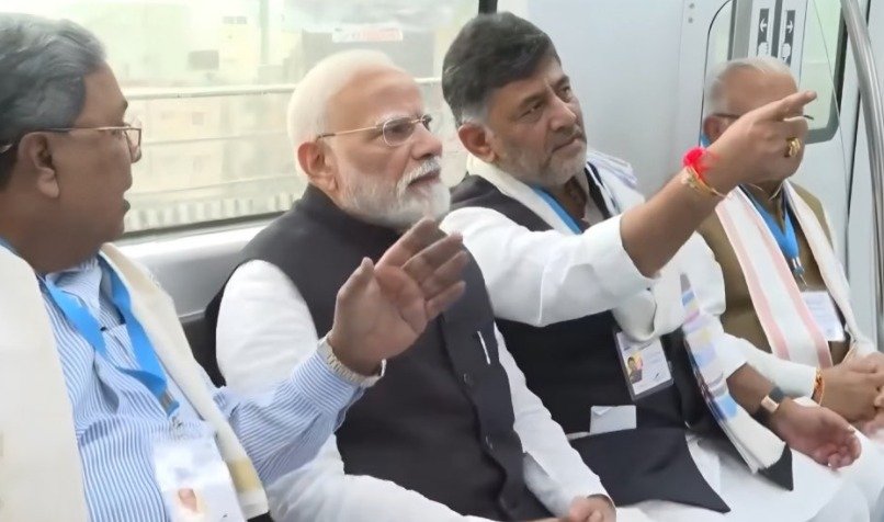 Modi- Siddaramaiah- Dks in Namma Metro Rail