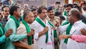 Farmers protest - land acquisition in Bidadi- ashok