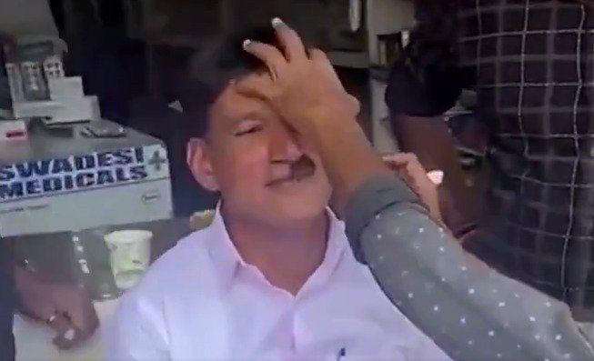 LDF worker Babu Varghese- shave his moustache